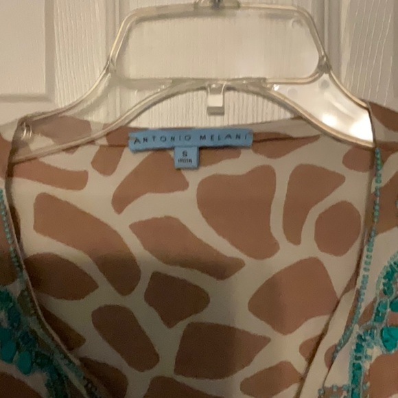 ANTONIO MELANI Brown and Teal Patterned Tunic - Picture 3 of 7